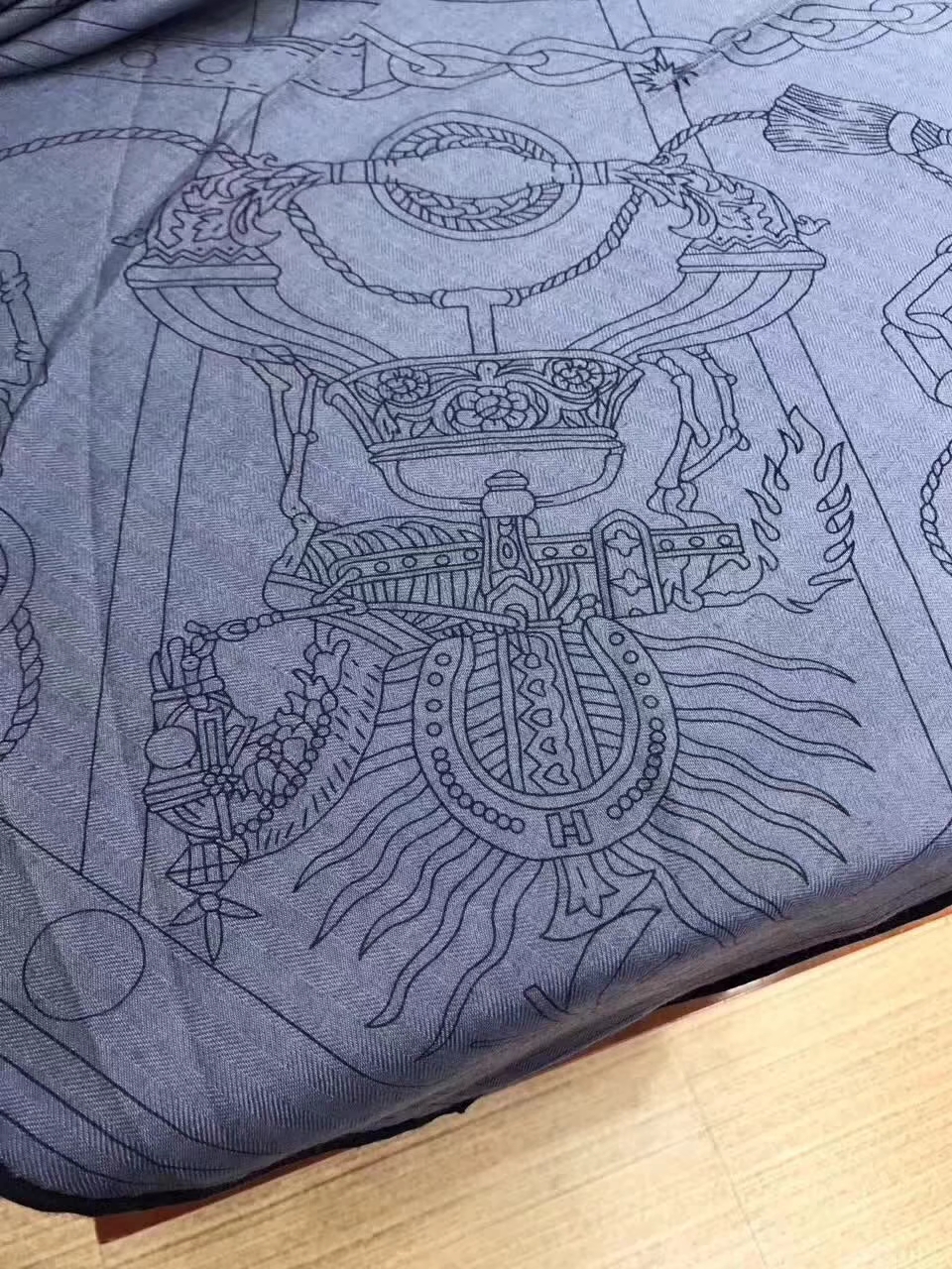 Elegant Hermes Cashmere 【H-Program】Women’s Scarf in Blue 140*140cm