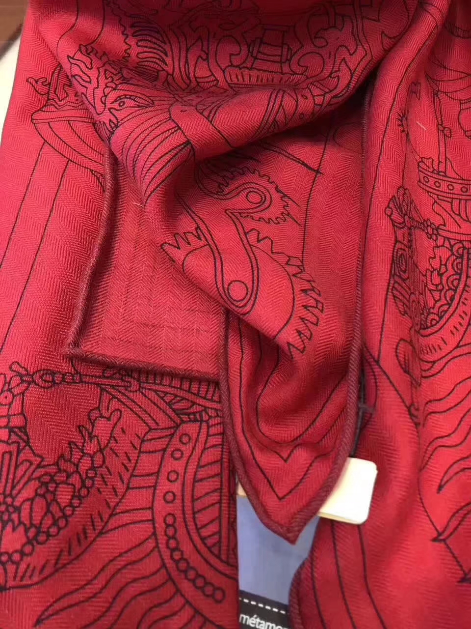 Wholesale Hermes Red Cashmere Grade-A 【H-Program】Women&#8217;s Scarf Cape
