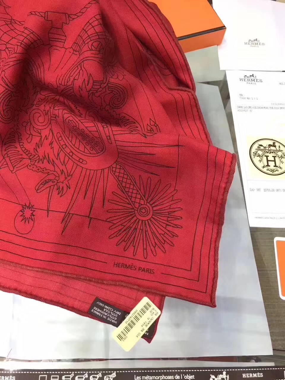 Wholesale Hermes Red Cashmere Grade-A 【H-Program】Women&#8217;s Scarf Cape