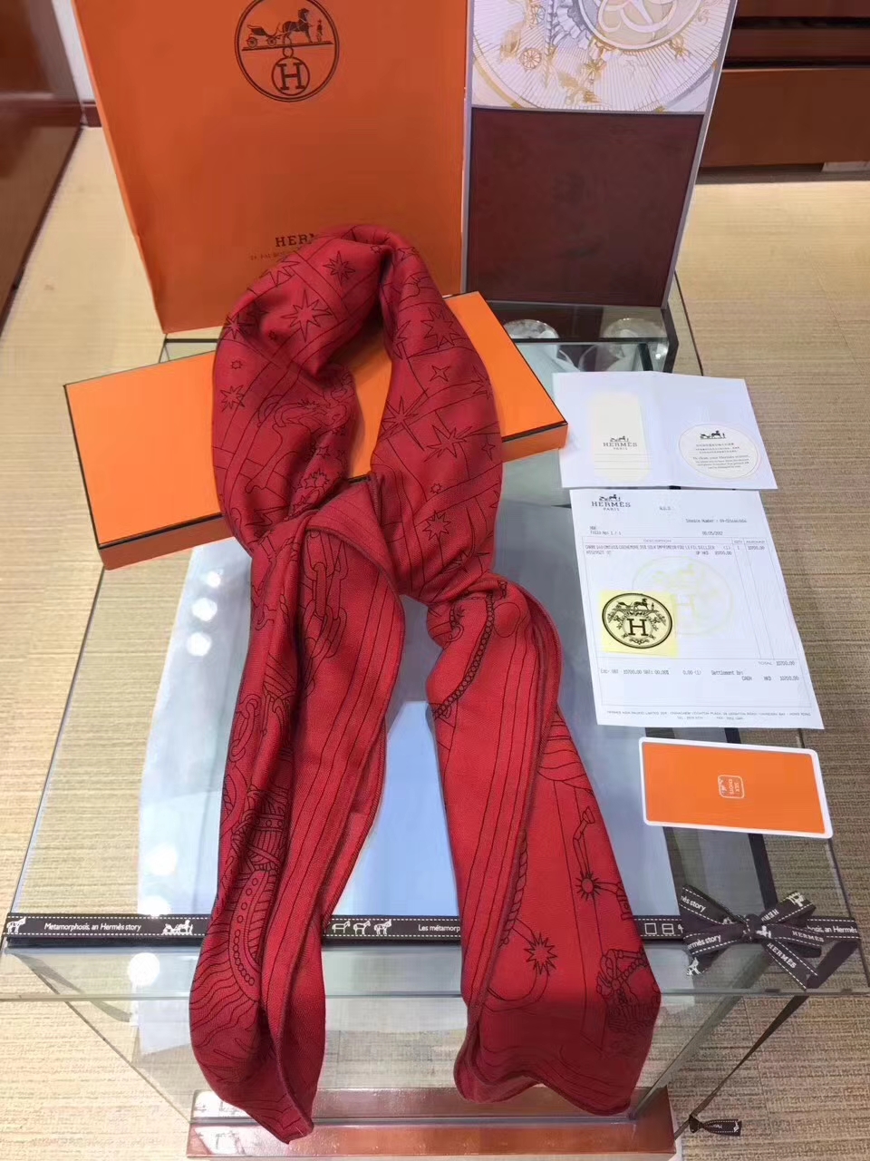 Wholesale Hermes Red Cashmere Grade-A 【H-Program】Women’s Scarf Cape