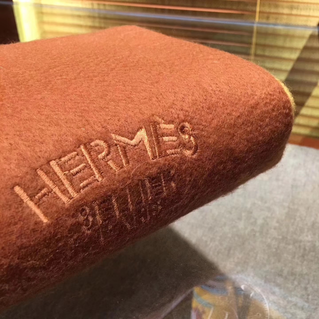 Discount Hermes Chestnut/Lemon Yellow 100% Cashmere Scarf 71*210cm