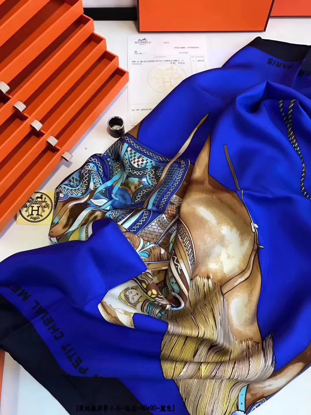 Wholesale Hermes Royal Blue Silk Scarf Women&#8217;s Neckerchief 90*90cm