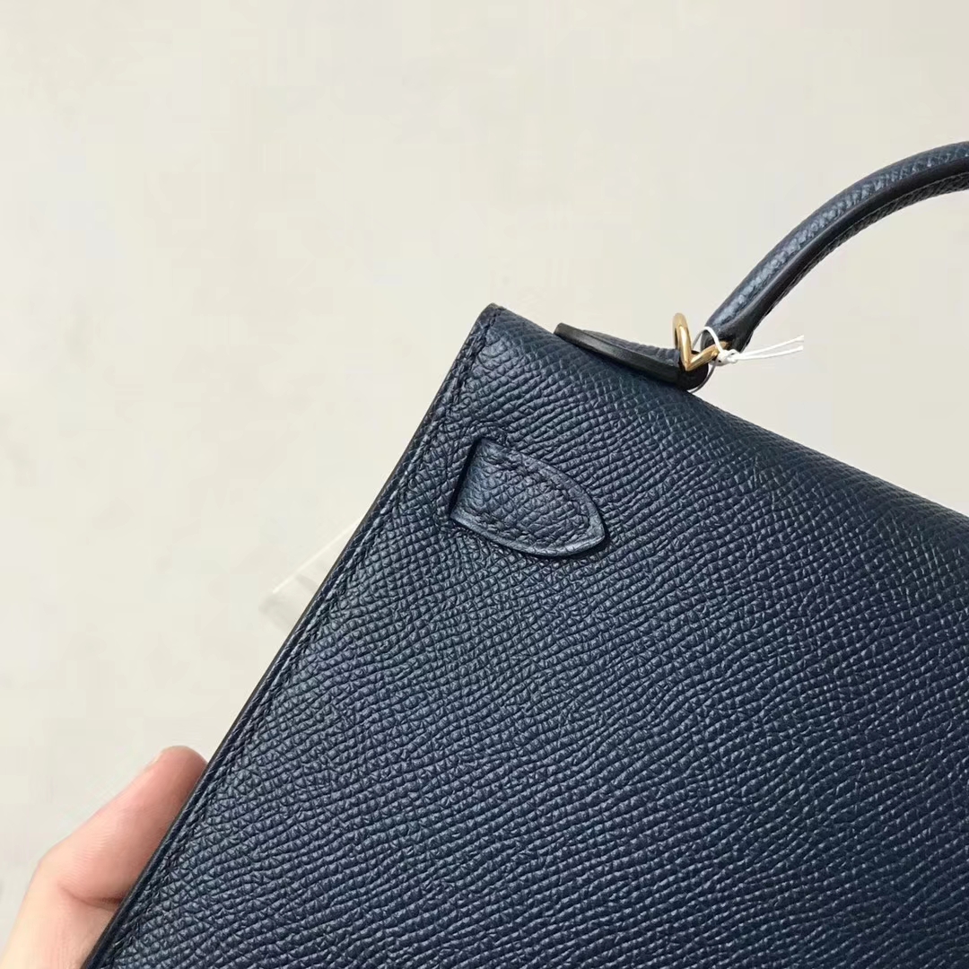 Sale Hermes 1P Dark Blue Epsom Calfskin Minikelly-2 Evening Clutch Bag