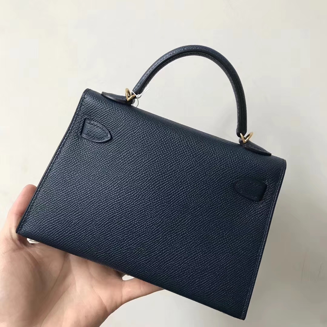 Sale Hermes 1P Dark Blue Epsom Calfskin Minikelly-2 Evening Clutch Bag