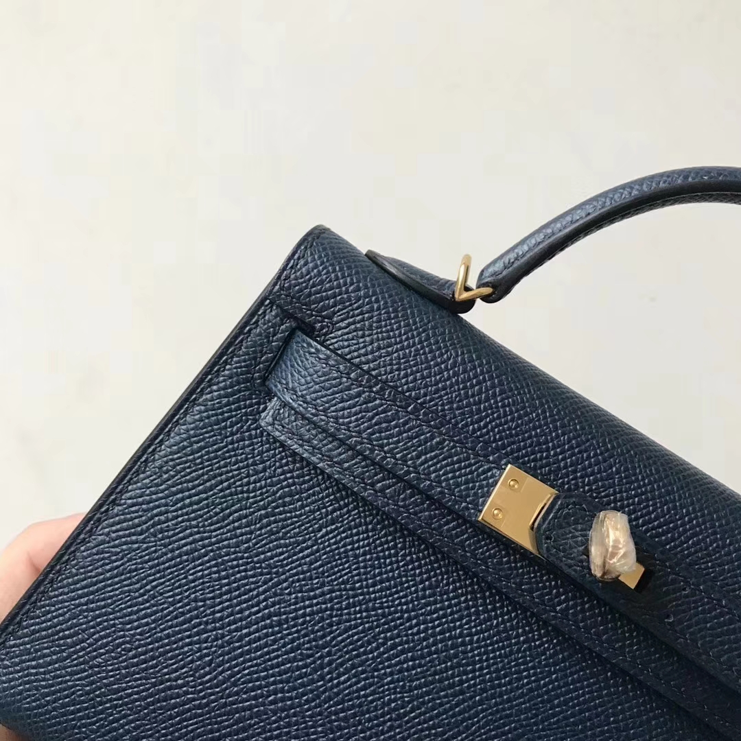 Sale Hermes 1P Dark Blue Epsom Calfskin Minikelly-2 Evening Clutch Bag