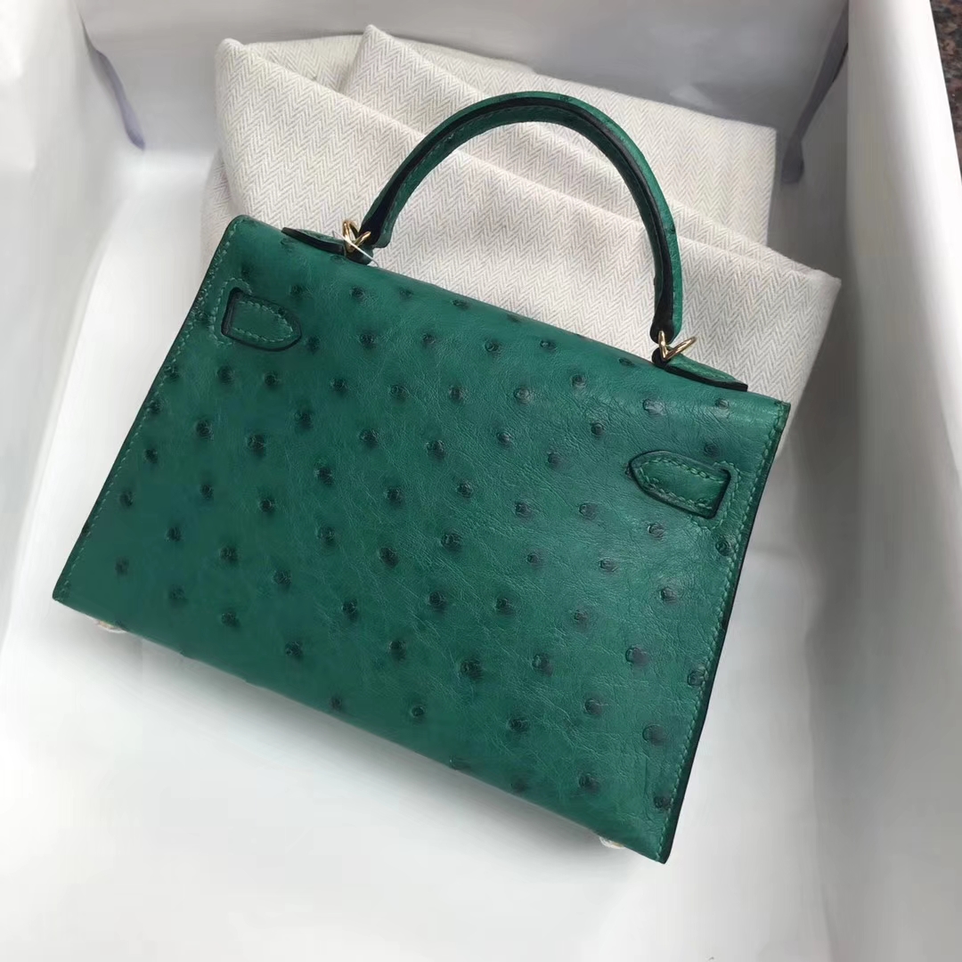 Sale Hermes U4 Vert Verigo Ostrich Leather Minikelly-2 Evening Clutch Bag