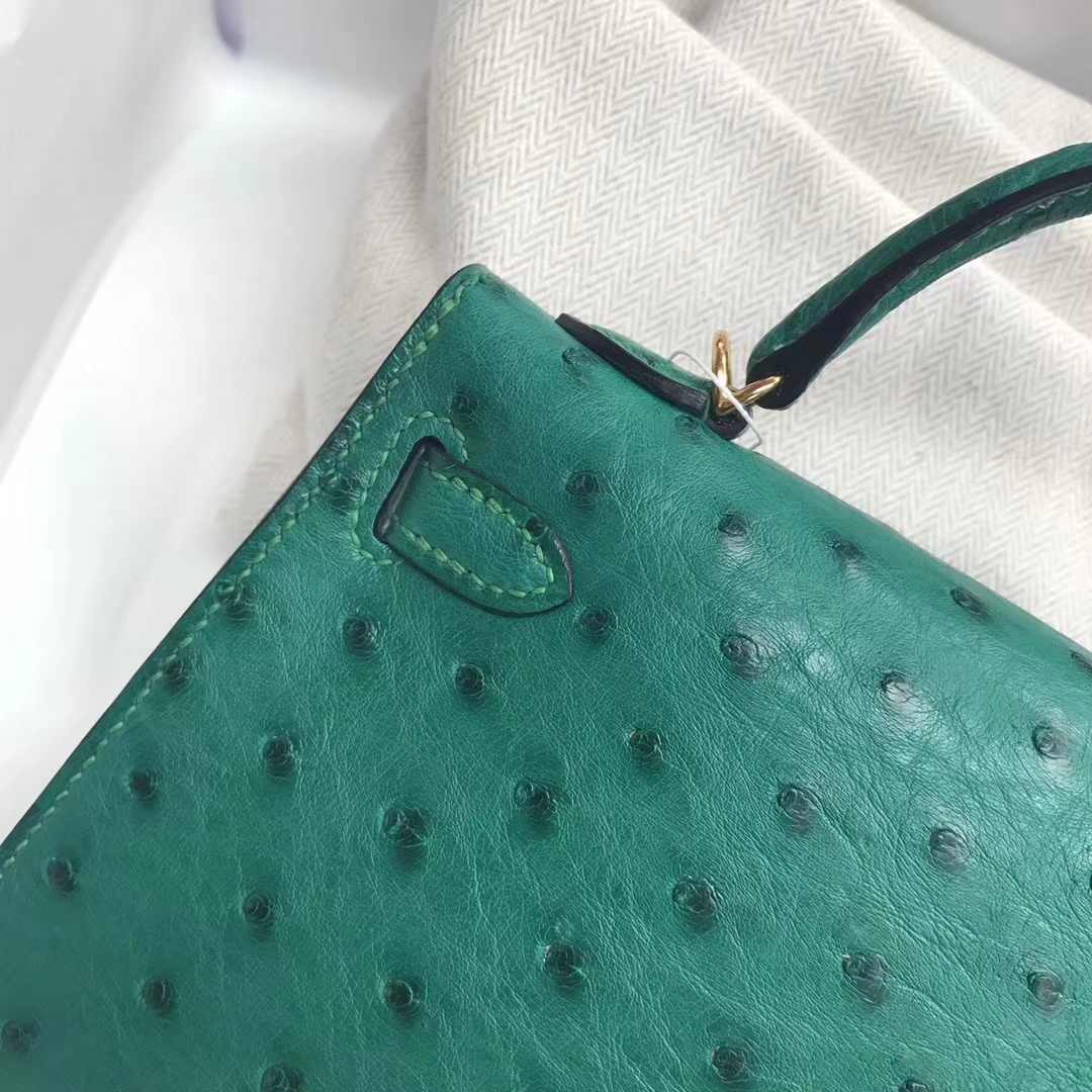 Sale Hermes U4 Vert Verigo Ostrich Leather Minikelly-2 Evening Clutch Bag