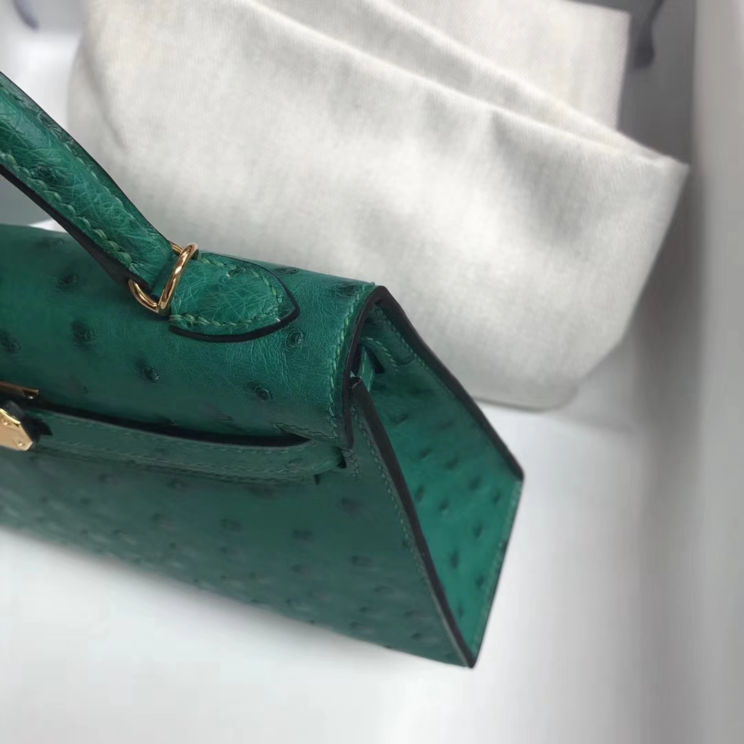 Sale Hermes U4 Vert Verigo Ostrich Leather Minikelly-2 Evening Clutch Bag