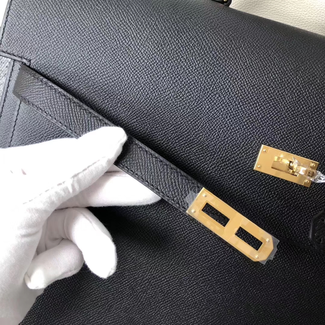 Wholesale Hermes CK89 Noir Epsom Calf Depeche Briefcase38CM Mens&#8217; Tote Bag Gold Hardware