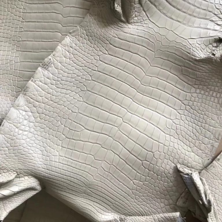 Hermes Leather 8L Beton White Matt Alligator Crocodile Leather