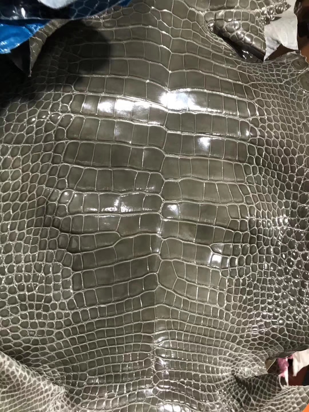 Fashion Hermes Alligator Shiny Crocodile Leather in Grey Can Order Minikelly Bag