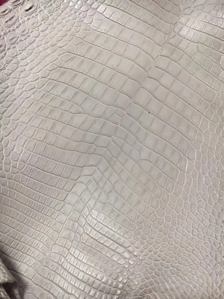 Hermes Crocodile Matt Leather in Light Grey Can Order Birkin 30/Kelly 28cm