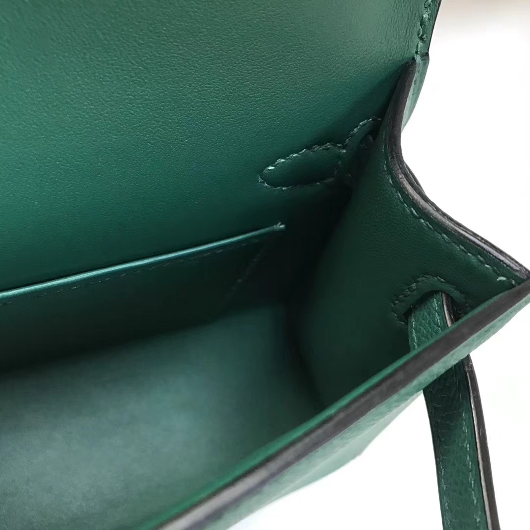Fashion Hermes Z6 Malachite Green Epsom Calfskin Minikelly-2 Clutch Bag