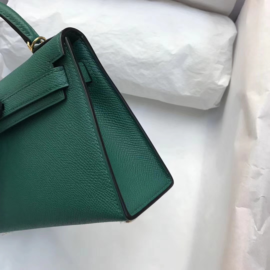 Fashion Hermes Z6 Malachite Green Epsom Calfskin Minikelly-2 Clutch Bag