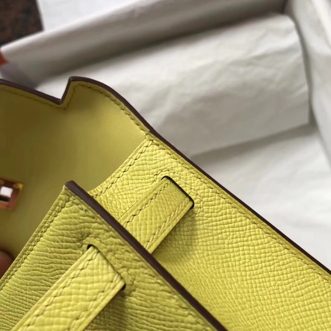 Discount Hermes C9 Soupre Yellow Epsom Calfskin Minikelly-2 Evening Bag