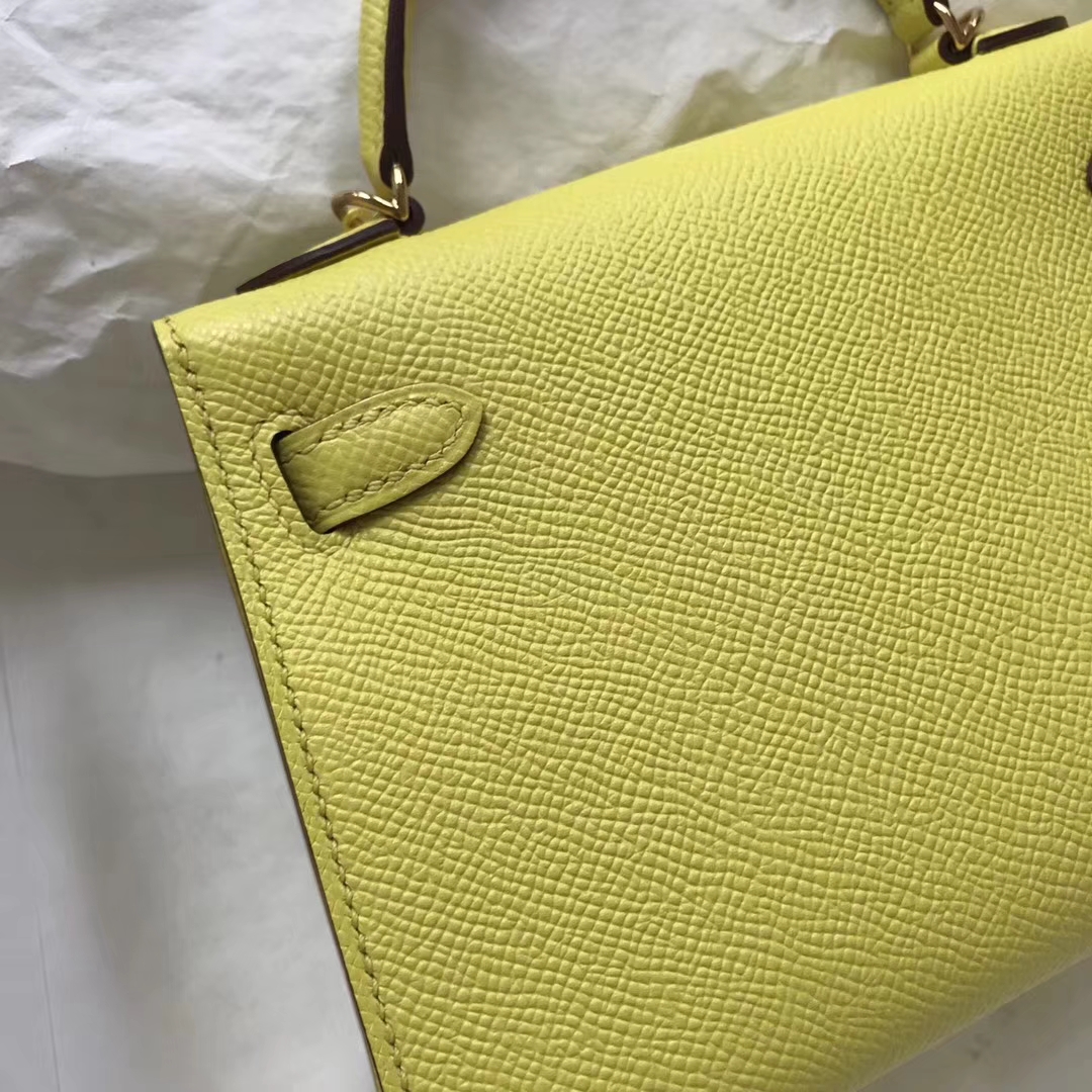Discount Hermes C9 Soupre Yellow Epsom Calfskin Minikelly-2 Evening Bag