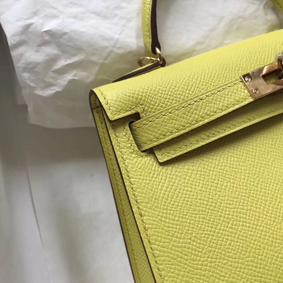 Discount Hermes C9 Soupre Yellow Epsom Calfskin Minikelly-2 Evening Bag