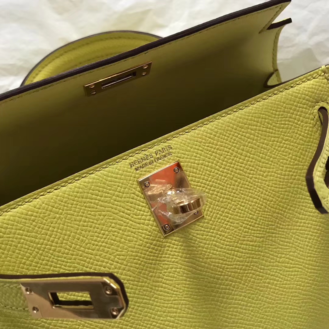 Discount Hermes C9 Soupre Yellow Epsom Calfskin Minikelly-2 Evening Bag
