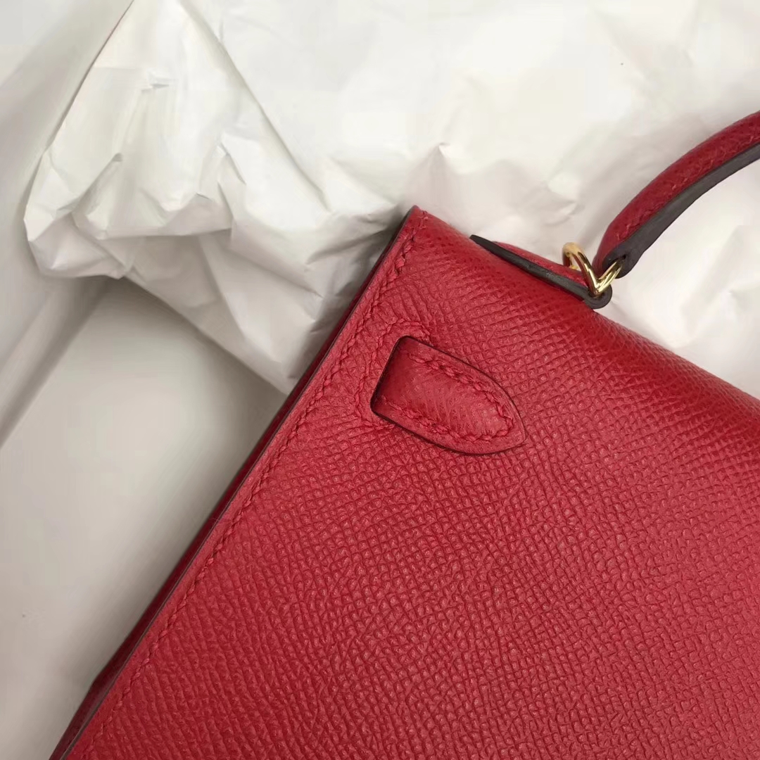 New Hermes Q5 Rouge Casaque Epsom Calfskin Minikelly-2 Clutch Bag