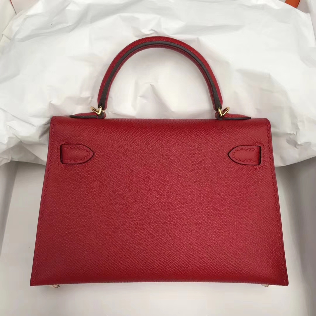 New Hermes Q5 Rouge Casaque Epsom Calfskin Minikelly-2 Clutch Bag