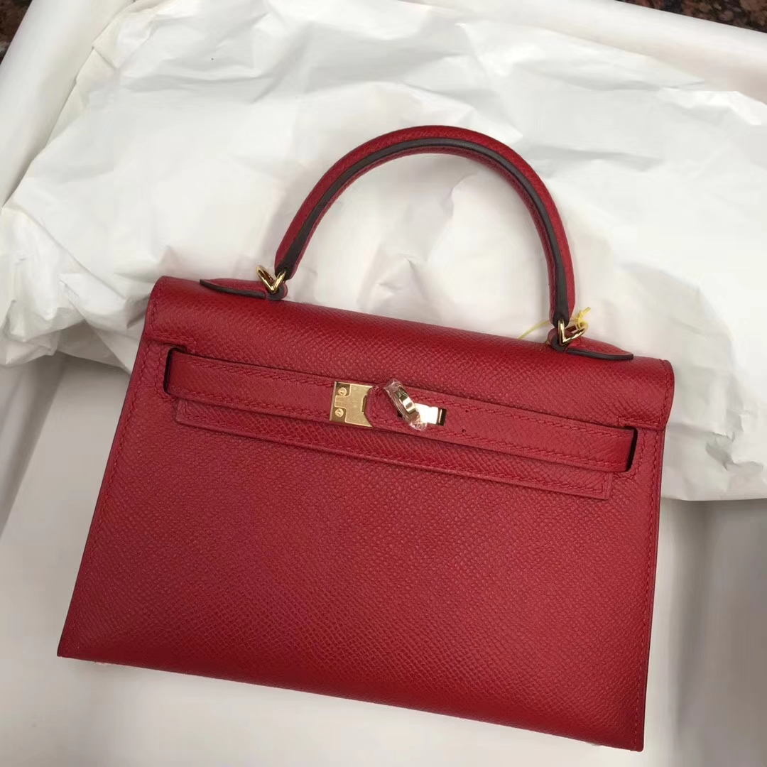 New Hermes Q5 Rouge Casaque Epsom Calfskin Minikelly-2 Clutch Bag