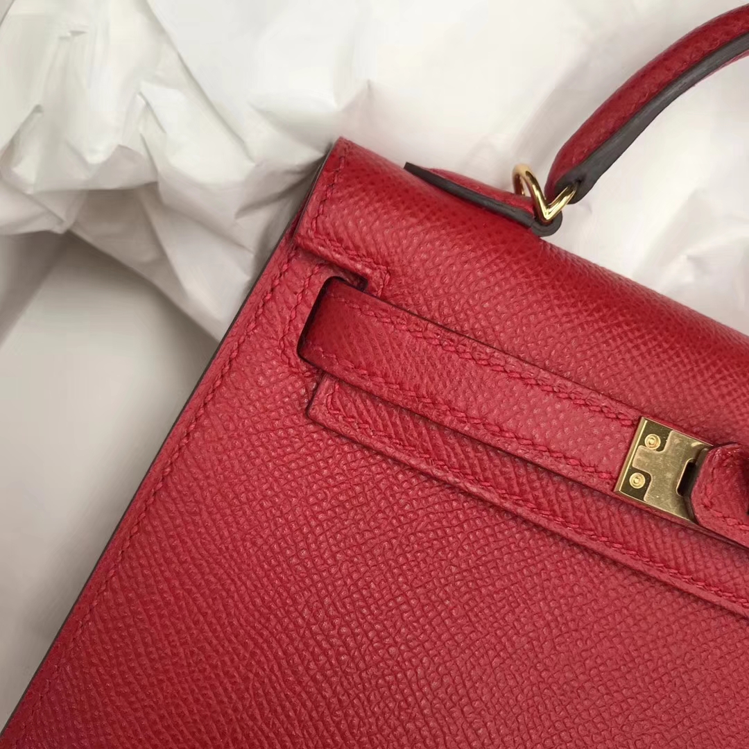 New Hermes Q5 Rouge Casaque Epsom Calfskin Minikelly-2 Clutch Bag