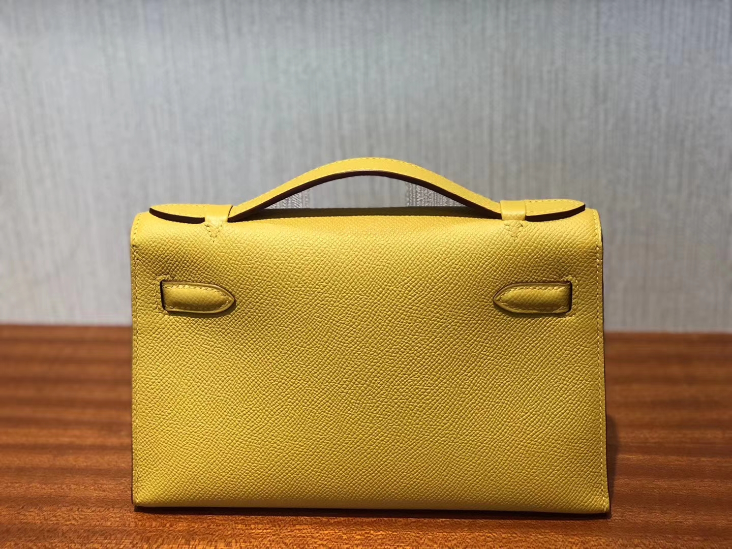 Discount Hermes 9D Ambre Yellow Epsom Calf Minikelly Clutch Bag22CM Gold Hardware
