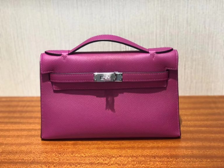 Hermes Epsom Calf Minikelly Clutch Evening Bag in L3 Rose Purple
