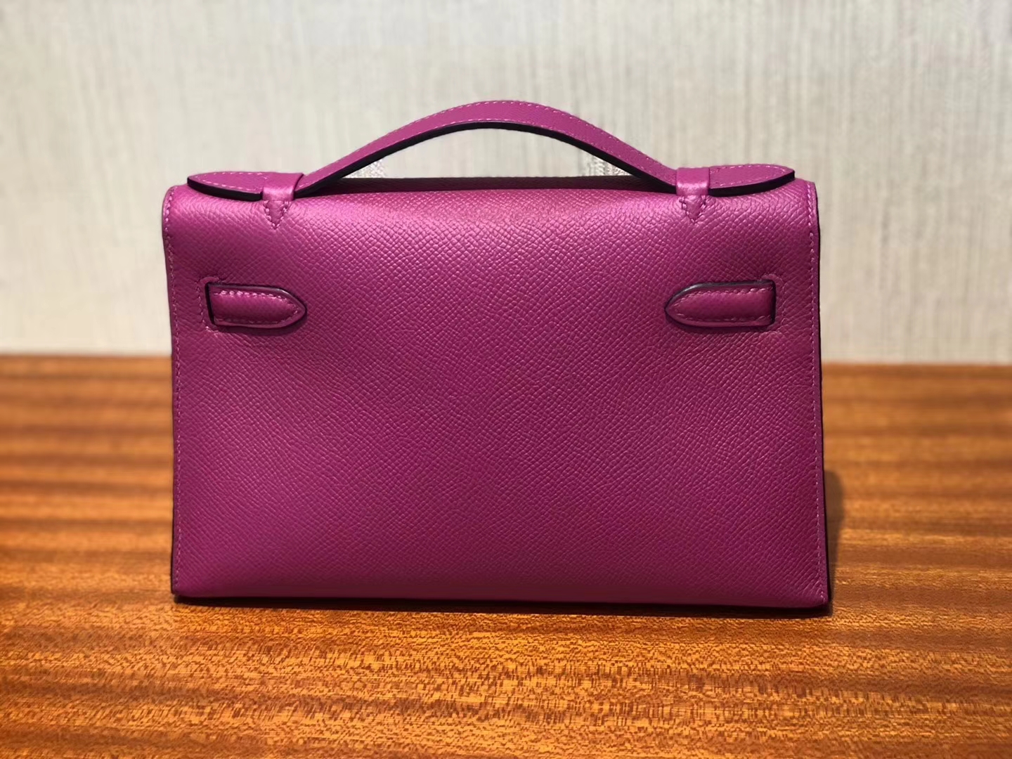 Elegant Hermes Epsom Calf Minikelly Clutch Evening Bag in L3 Rose Purple