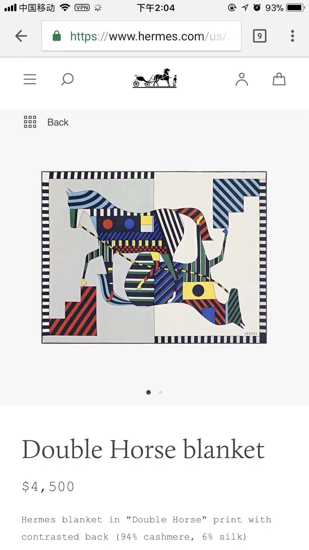 New Arrival Hermes  &#8220;Double Horse Blanket&#8221; Cashmere Scarf 150*200cm