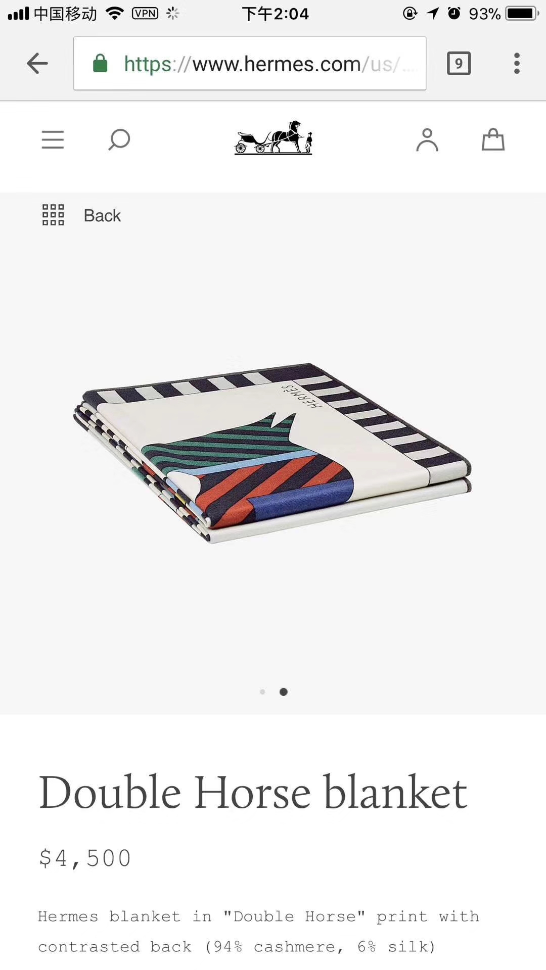 New Arrival Hermes  &#8220;Double Horse Blanket&#8221; Cashmere Scarf 150*200cm