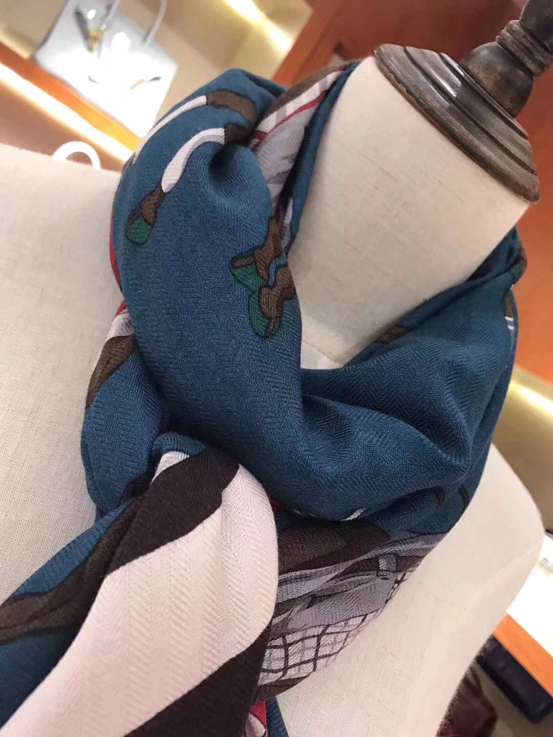 High Quality Hermes Cashmere Scarf Cape in Navy Blue 140*140cm Complete Package