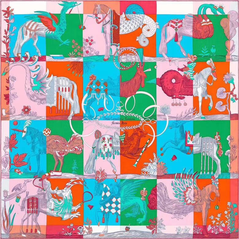 Fashion Hermes Top Quality Silk Scarf《Amazing Animals》in Orange90*90cm