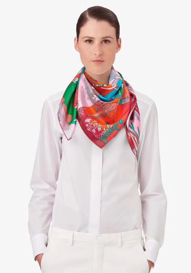 Fashion Hermes Top Quality Silk Scarf《Amazing Animals》in Orange90*90cm