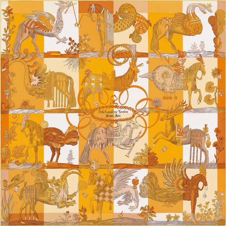 2018 New Hermes Women’s Scarf Yellow《Amazing Animals》Silk 90*90cm