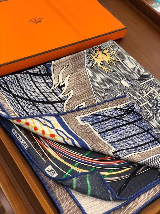 New Hermes 2018 Autumn Cashmere Silk Women’s Scarf in Blue Jean 140*140cm