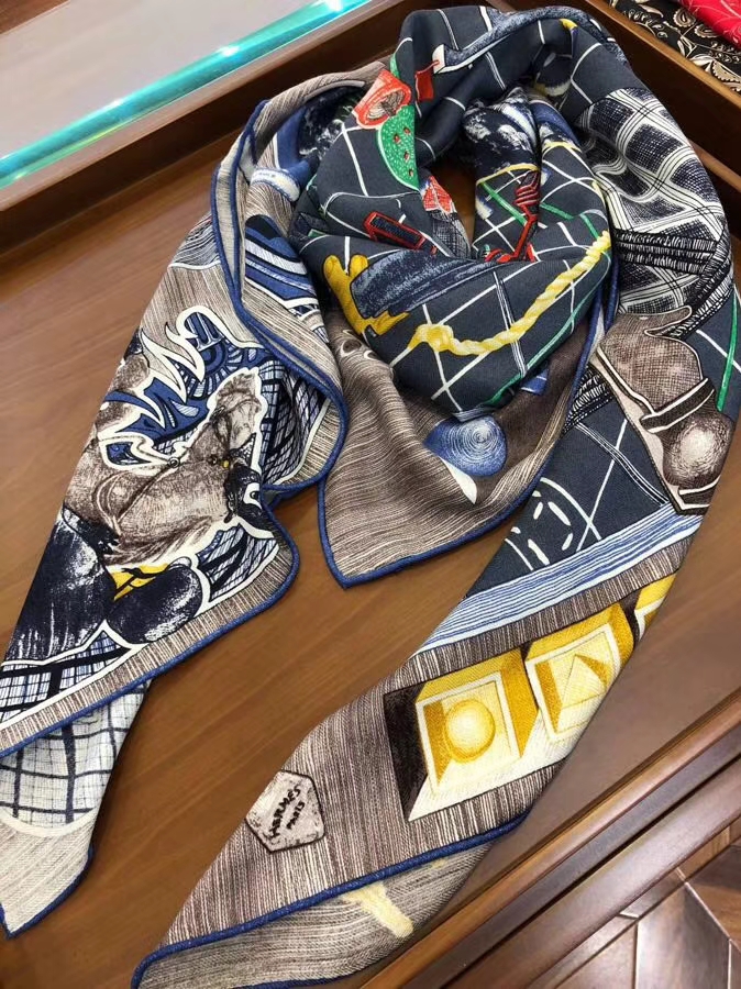 New Hermes 2018 Autumn Cashmere Silk Women’s Scarf in Blue Jean 140*140cm