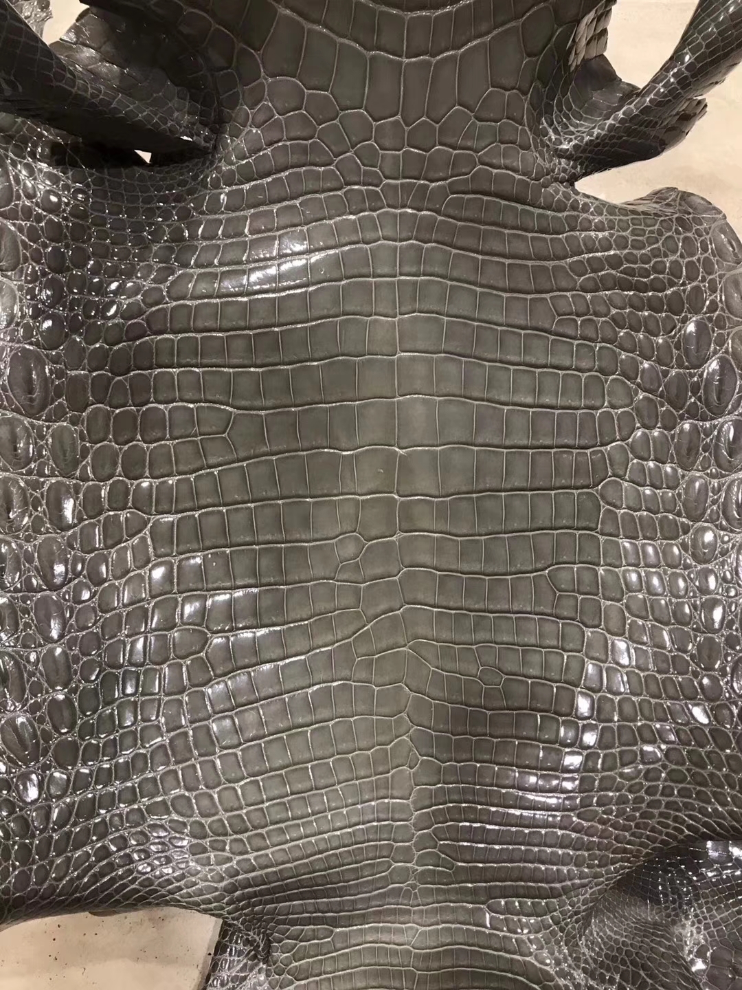 New Arrival Hermes Crocodile Shiny Leather in CK81 Gris Tourterelle