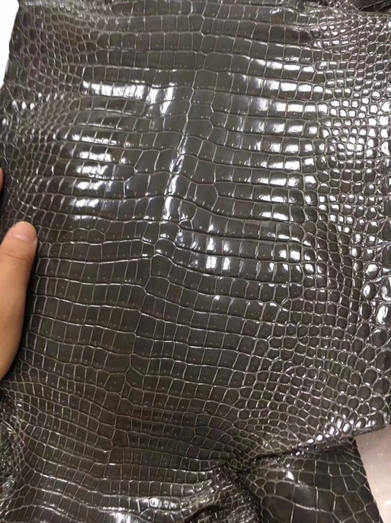 Hermes CK88 Graphite Grey Crocodile Shiny Leather Can Order Birkin 25cm