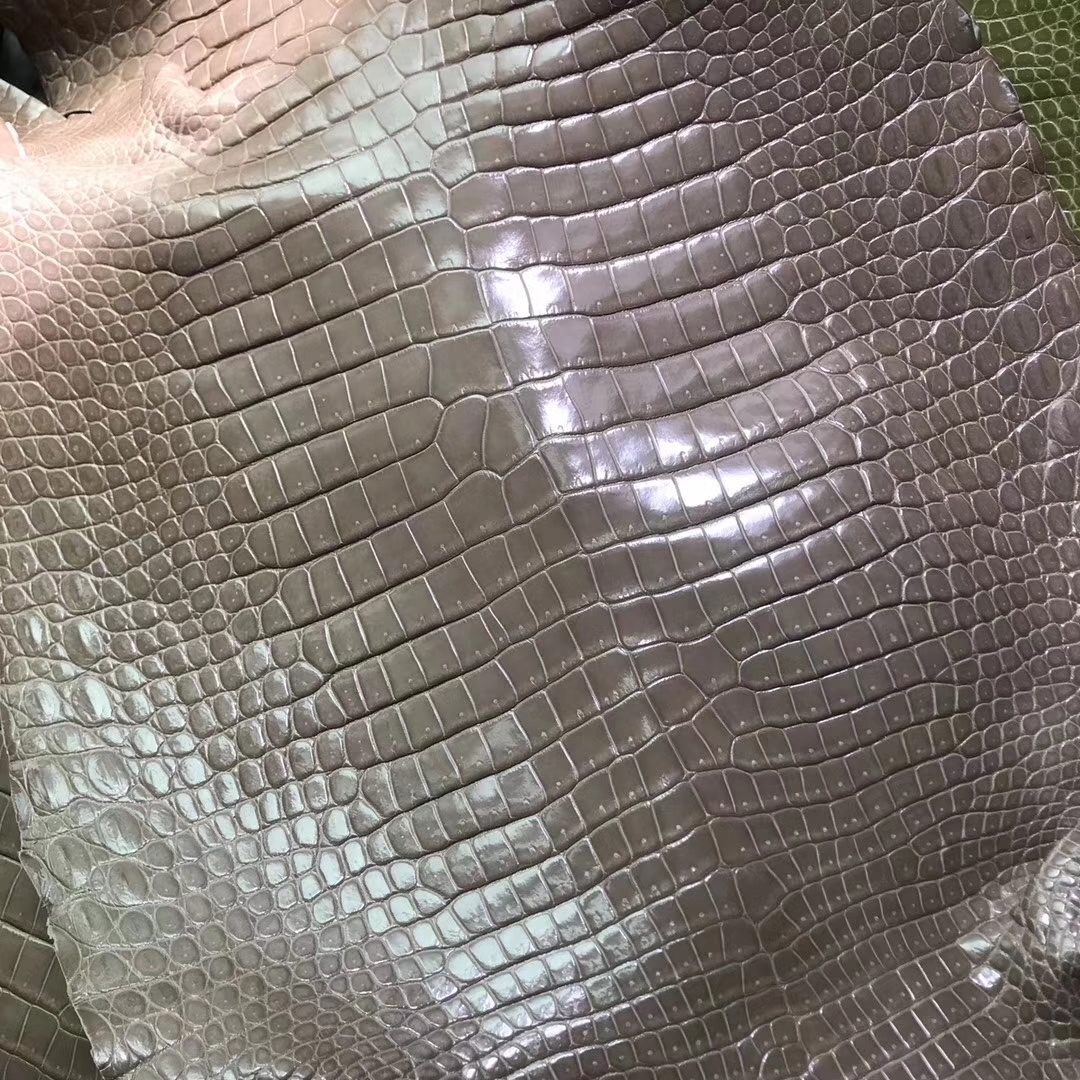 Wholesale Hermes C18 Gris Tourterelle Shiny Crocodile Leather