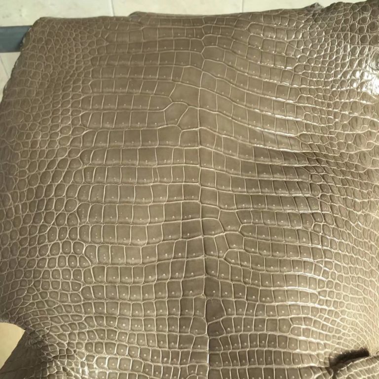 Hermes Apricot Shiny Porosus Crocodile Leather