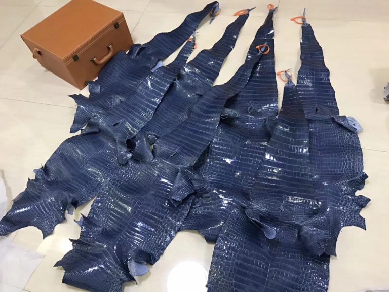Hermes Storm Blue Crocodile Shiny Leather Can Order Birkin Bag
