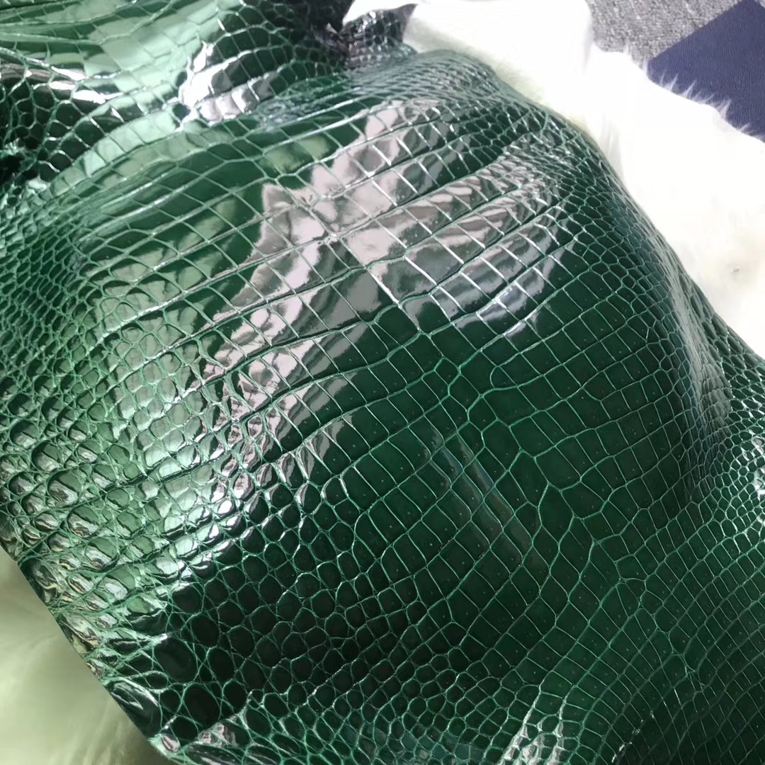 Hermes CK67 Vert Fonce Porosus Shiny Crocodile Leather Can Order Birkin Bag