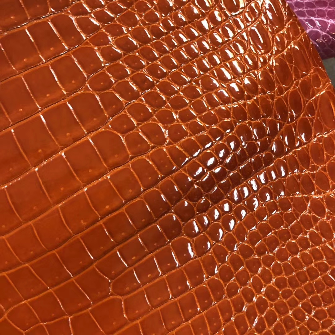 New Arrival Hermes 93 Orange Shiny Crocodile Leather Can Order Kelly/Birkin Bag