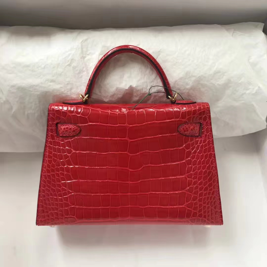 Discount Hermes CK95 Braise Shiny Crocodile Leather Minikelly-2 Evening Bag