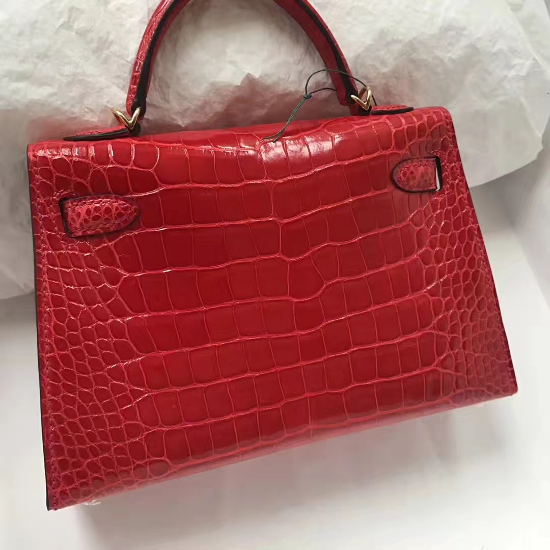 Discount Hermes CK95 Braise Shiny Crocodile Leather Minikelly-2 Evening Bag