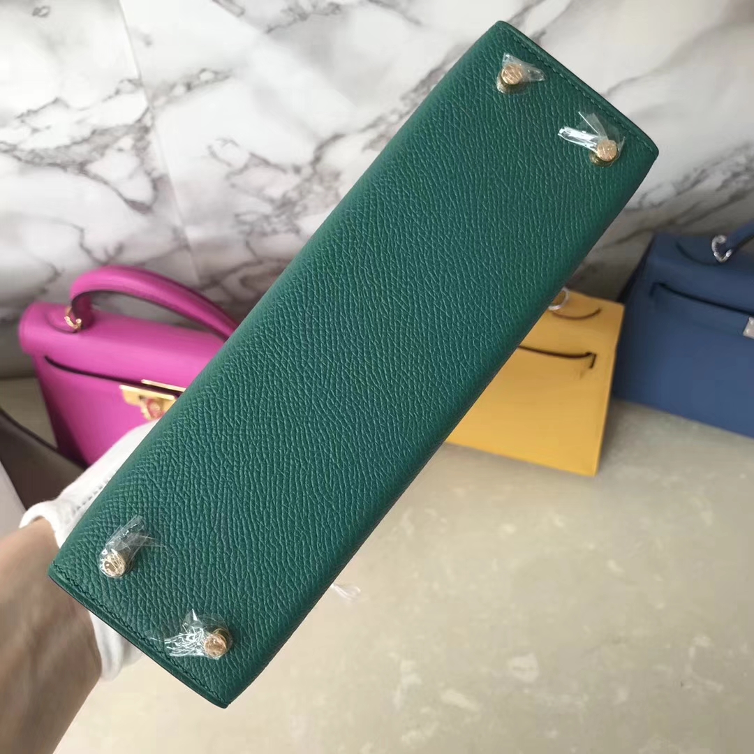 Sale Hermes Epsom Calf Leather Minikelly-2 Evening Bag in Z6 Malachite Green
