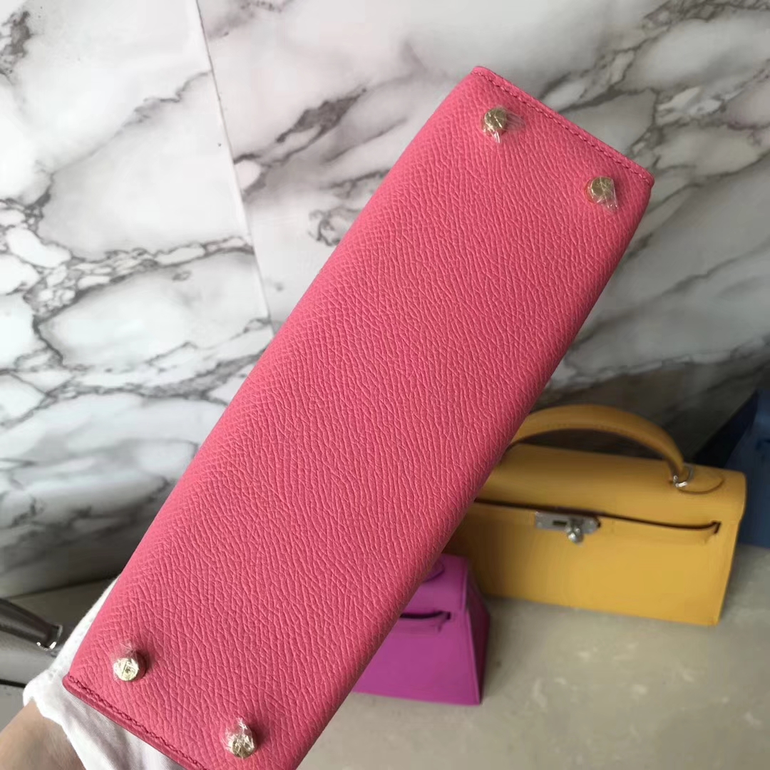 Pretty Hermes Epsom Calf Minikelly-2 Evening Clutch Bag in 8W Rose Azalee Gold Hardware