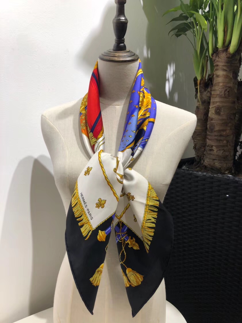 Hermes 2018 New 100%Mulberry Silk Black Square Women&#8217;s Silk Scarf 90*90cm