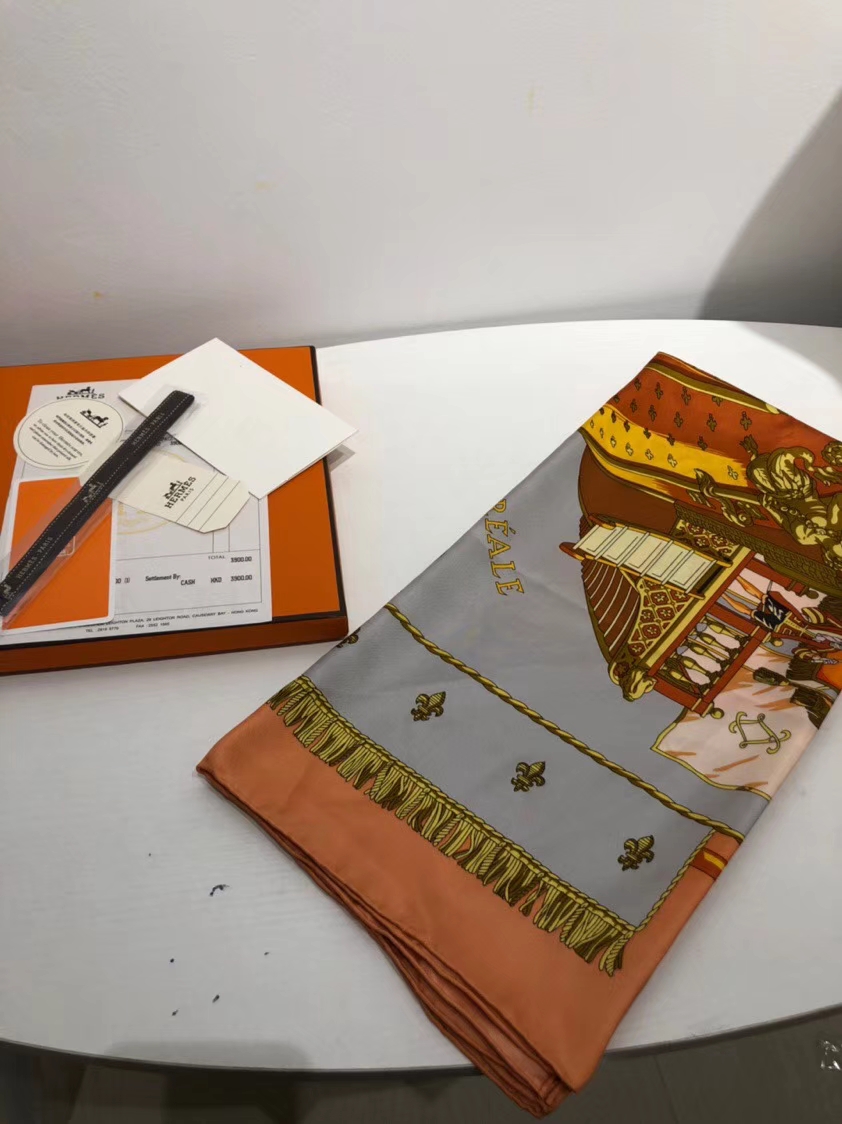 Discount Hermes Orange 100%Mulberry Silk 2018 New Women&#8217;s Scarf 90*90cm